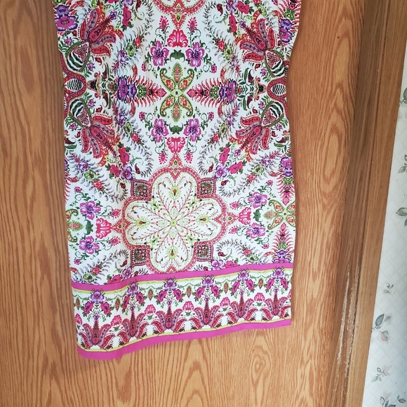 London Times floral/paisley print sleeveless sheath dress stretch cotton size 8 - Picture 5 of 11